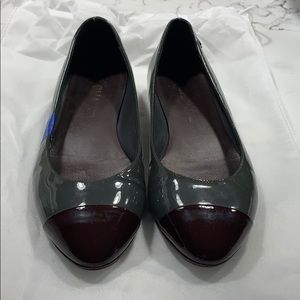 Chanel two-tone grey with maroon toe size 38.5